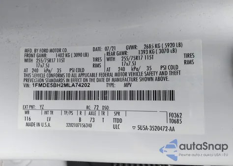 2021 Ford Bronco Big Bend from USA, damaged, VIN 1FMDE5BH2MLA74202